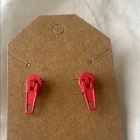 Jewelry - Red Zipper Earrings with Plastic Backs